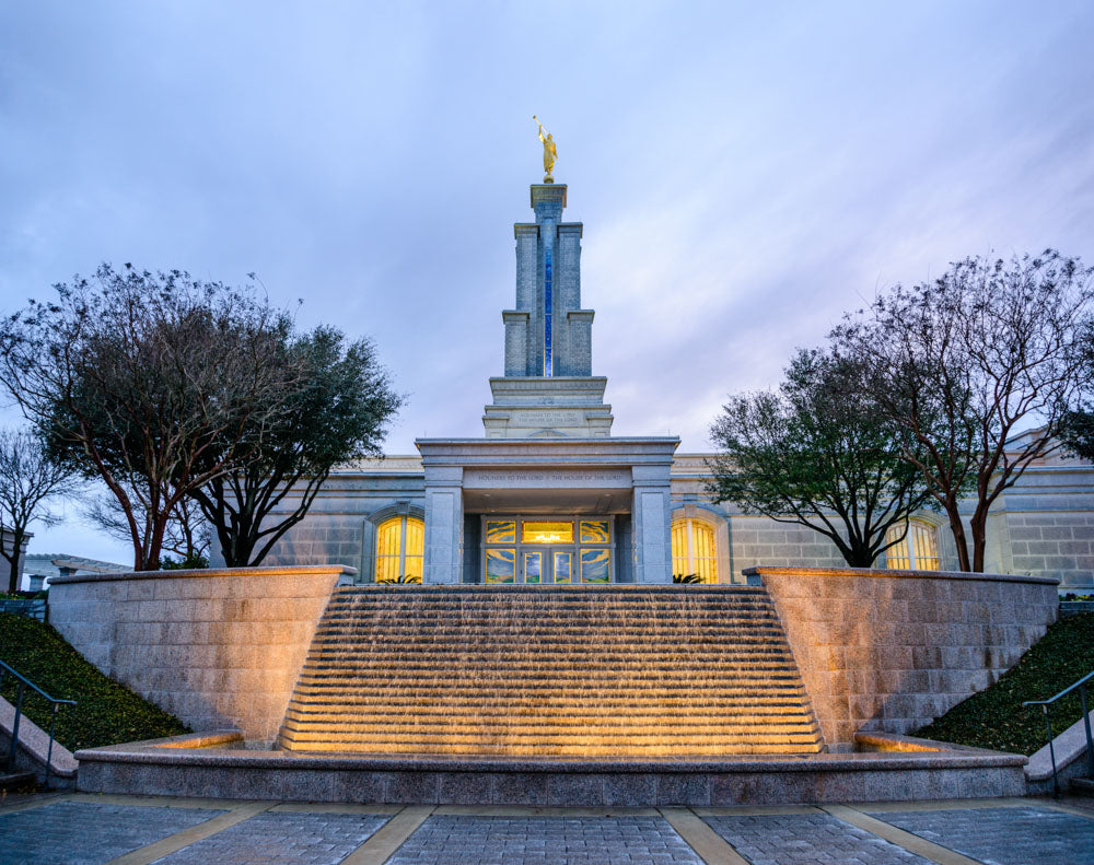 San Antonio Temple - Fountain from the Front by Scott Jarvie