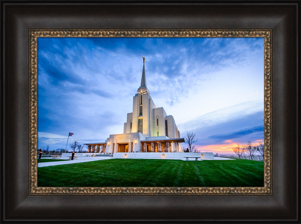 Rexburg Temple - Sunset from the Front by Scott Jarvie