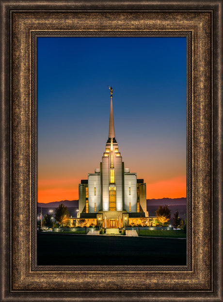 Rexburg Temple - Orange Sunset by Scott Jarvie