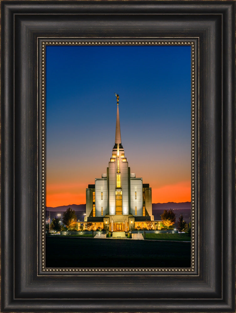 Rexburg Temple - Orange Sunset by Scott Jarvie