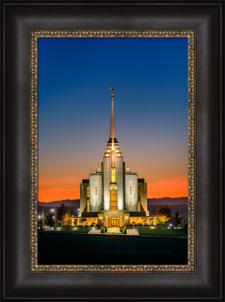 Rexburg Temple - Orange Sunset by Scott Jarvie