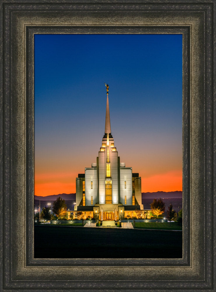 Rexburg Temple - Orange Sunset by Scott Jarvie