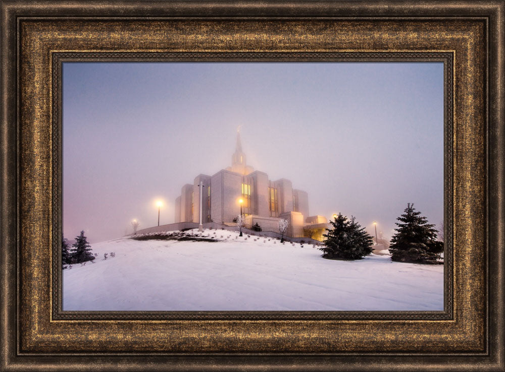 Calgary Temple - Morning Fog by Scott Jarvie