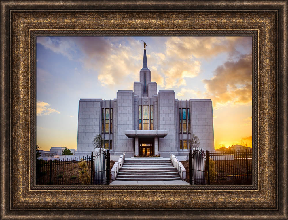 Calgary Temple - Gold Sunbursts by Scott Jarvie