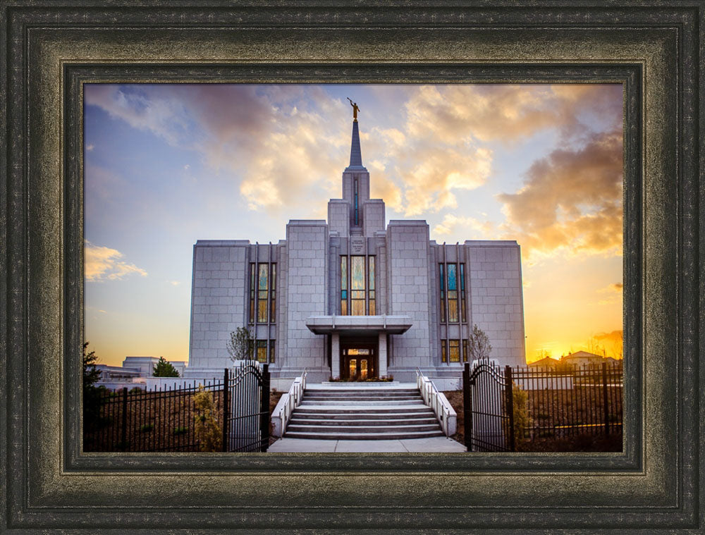 Calgary Temple - Gold Sunbursts by Scott Jarvie